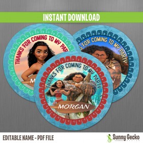 Moana Birthday Favor Tags